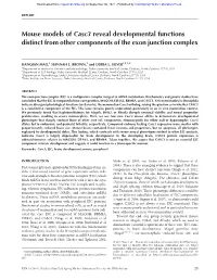Mouse Models of Casc3 Reveal Developmental Functions Distinct from Other Components of the Exon Junction Complex