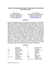 Flight Testing Simulations of the Wright 1902 Glider and 1903 Flyer