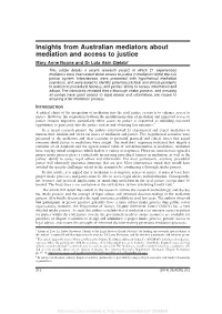Insights from Australian Mediators About Mediation and Access to Justice