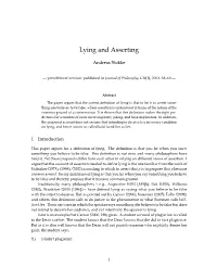 Lying and Asserting