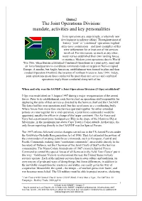 The Joint Operations Division: Mandate, Activities and Key Personalities