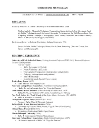 Accompanists Ballet Class Schedule
