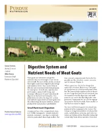 Digestive System and Nutrient Needs of Meat Goats