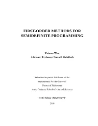First-Order Methods for Semidefinite Programming