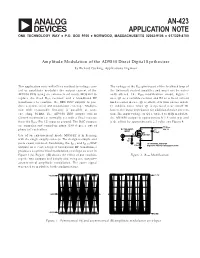 Amplitude Modulation of the AD9850 Direct Digital Synthesizer by Richard Cushing, Applications Engineer