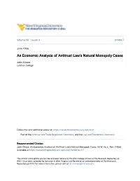 An Economic Analysis of Antitrust Law's Natural Monopoly Cases