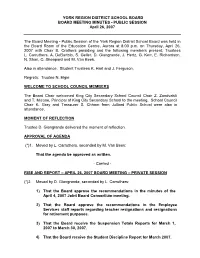 April 26, 2007 Public Board Minutes