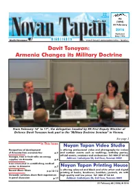 Davit Tonoyan: Armenia Changes Its Military Doctrine