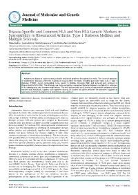 Disease-Specific and Common HLA and Non-HLA Genetic Markers In