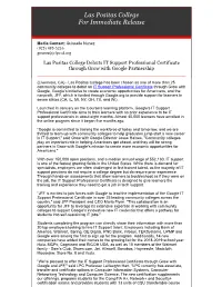 Las Positas College for Immediate Release