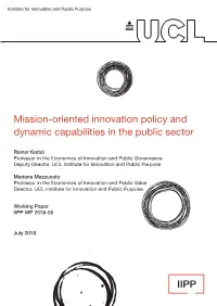 Mission-Oriented Innovation Policy and Dynamic Capabilities in the Public Sector