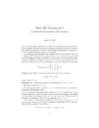 Problem Set 7 Constrained Maxima and Minima