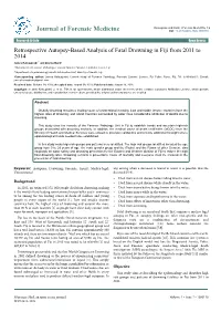 Retrospective Autopsy-Based Analysis of Fatal Drowning in Fiji