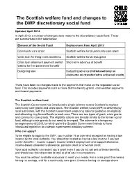 The Scottish Welfare Fund and Changes to the DWP Discretionary Social Fund