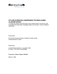 Vancouver ICT/Life Sciences Converging Technologies Cluster Study
