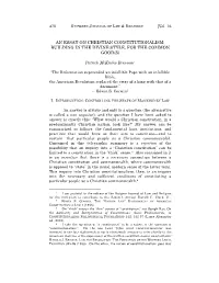 An Essay on Christian Constitutionalism: Building in the Divine Style, for the Common Good(S)