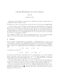 Calculus III Refresher for Vector Calculus
