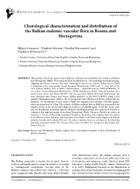 Chorological Characterization and Distribution of the Balkan Endemic Vascular Flora in Bosnia and Herzegovina