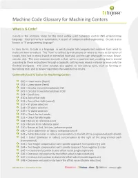 Machine Code Glossary for Machining Centers