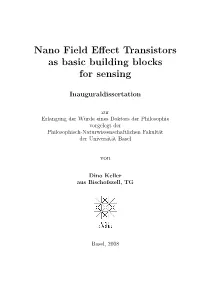 Nano Field Effect Transistors As Basic Building Blocks for Sensing