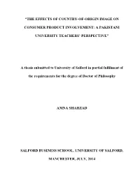“The Effects of Country-Of-Origin Image On