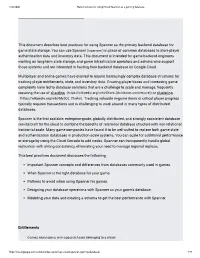 This Document Describes Best Practices for Using Spanner As the Primary Backend Database for Game State Storage