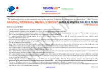 ANALYSIS / APPROACH / SOURCE / STRATEGY: GENERAL STUDIES PRE 2020 PAPER - TEAM VISION IAS Observations on CSP 2020