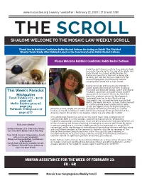 Shalom! Welcome to the Mosaic Law Weekly Scroll