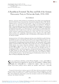 A Republican Potential: the Rise and Fall of the German Democratic Party in Hof-An-Der-Saale, 1918–1920