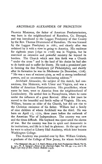 Archibald Alexander of Princeton