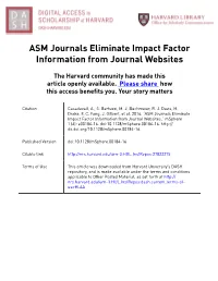 ASM Journals Eliminate Impact Factor Information from Journal Websites