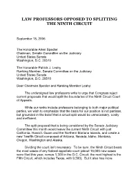 Law Professors Opposed to Splitting the Ninth Circuit