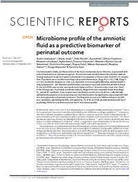 Microbiome Profile of the Amniotic Fluid As a Predictive Biomarker Of