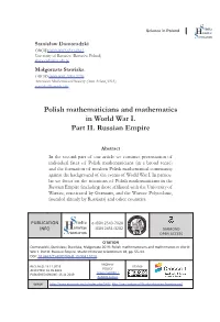 Polish Mathematicians and Mathematics in World War I. Part II