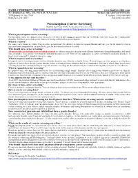 Preconception Carrier Screening Modified in Part from ACOG: Preconception Carrier Screening
