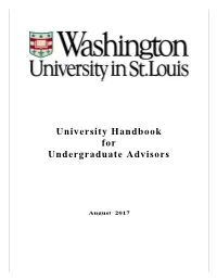 University Handbook for Undergraduate Advisors