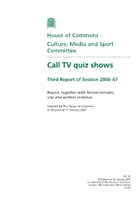 Call TV Quiz Shows
