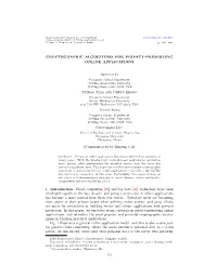 Cryptographic Algorithms for Privacy-Preserving Online Applications