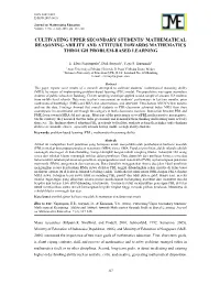 Cultivating Upper Secondary Students' Mathematical Reasoning-Ability And