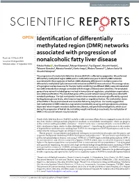 Identification of Differentially Methylated Region (DMR) Networks Associated with Progression of Nonalcoholic Fatty Liver Disease