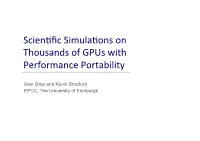 Scienzfic Simulazons on Thousands of Gpus with Performance Portability