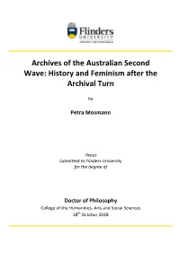 Archives of the Australian Second Wave: History and Feminism After the Archival Turn