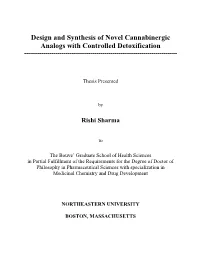 Design and Synthesis of Novel Cannabinergic Analogs with Controlled Detoxification