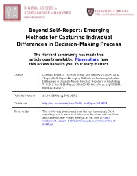 Emerging Methods for Capturing Individual Differences in Decision-Making Process
