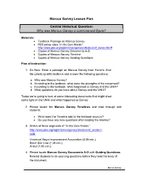 Marcus Garvey Lesson Plan Central Historical Question