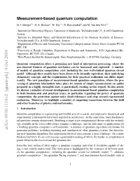Measurement-Based Quantum Computation