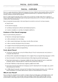 Pascal Quick Guide