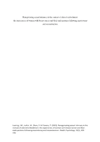 Renegotiating Sexual Intimacy in the Context of Altered Embodiment