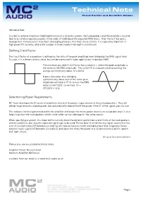 Crest Factor and Amplifier Power