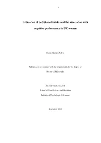 Estimation of Polyphenol Intake and the Association with Cognitive